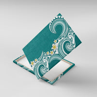 Aloha Polynesian Plumeria Flower Canvas Wall Art Teal Color LT03 With Frame Teal - Polynesian Pride