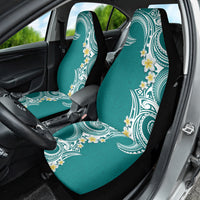 Aloha Polynesian Plumeria Flower Car Seat Cover Teal Color