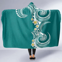 Aloha Polynesian Plumeria Flower Hooded Blanket Teal Color LT03 - Polynesian Pride