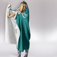 Aloha Polynesian Plumeria Flower Hooded Blanket Teal Color LT03 - Polynesian Pride