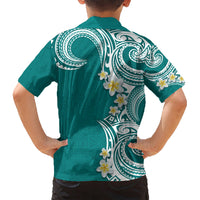 Aloha Polynesian Plumeria Flower Kid Hawaiian Shirt Teal Color LT03 - Polynesian Pride