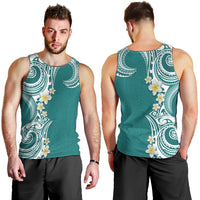 Aloha Polynesian Plumeria Flower Men Tank Top Teal Color LT03 - Polynesian Pride