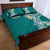 Aloha Polynesian Plumeria Flower Quilt Bed Set Teal Color LT03 - Polynesian Pride
