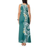 Aloha Polynesian Plumeria Flower Tank Maxi Dress Teal Color LT03 - Polynesian Pride