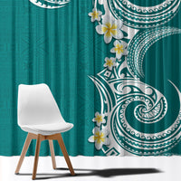 Aloha Polynesian Plumeria Flower Window Curtain Teal Color LT03 - Polynesian Pride