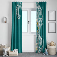 Aloha Polynesian Plumeria Flower Window Curtain Teal Color LT03 - Polynesian Pride