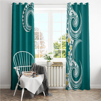 Aloha Polynesian Plumeria Flower Window Curtain Teal Color LT03 - Polynesian Pride