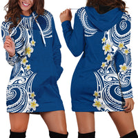 Aloha Polynesian Plumeria Flower Hoodie Dress Blue Color LT03 - Polynesian Pride