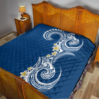 Aloha Polynesian Plumeria Flower Quilt Blue Color