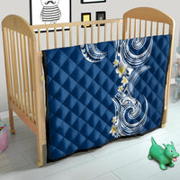 Aloha Polynesian Plumeria Flower Quilt Blue Color