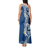 Aloha Polynesian Plumeria Flower Tank Maxi Dress Blue Color LT03 - Polynesian Pride