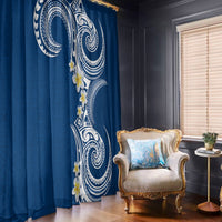 Aloha Polynesian Plumeria Flower Window Curtain Blue Color LT03 - Polynesian Pride