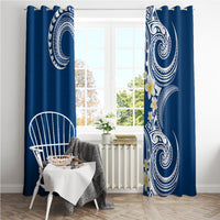 Aloha Polynesian Plumeria Flower Window Curtain Blue Color LT03 - Polynesian Pride