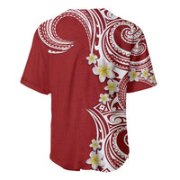 Aloha Polynesian Plumeria Flower Baseball Jersey Red Color