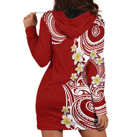 Aloha Polynesian Plumeria Flower Hoodie Dress Red Color LT03 - Polynesian Pride