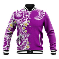 Aloha Polynesian Plumeria Flower Baseball Jacket Purple Color LT03 Unisex Purple - Polynesian Pride