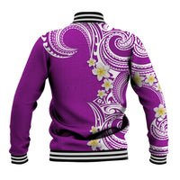 Aloha Polynesian Plumeria Flower Baseball Jacket Purple Color LT03 - Polynesian Pride