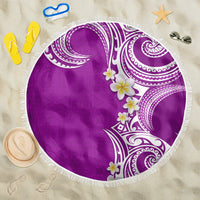 Aloha Polynesian Plumeria Flower Beach Blanket Purple Color LT03 One Size 150cm Purple - Polynesian Pride