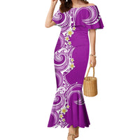 Aloha Polynesian Plumeria Flower Mermaid Dress Purple Color LT03 Women Purple - Polynesian Pride