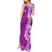 Aloha Polynesian Plumeria Flower Tank Maxi Dress Purple Color LT03 - Polynesian Pride