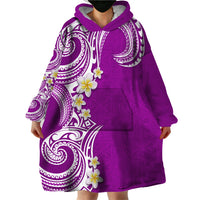 Aloha Polynesian Plumeria Flower Wearable Blanket Hoodie Purple Color LT03 - Polynesian Pride