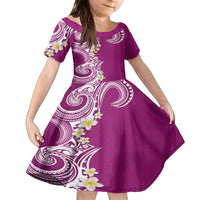 Aloha Polynesian Plumeria Flower Family Matching Summer Maxi Dress and Hawaiian Shirt Pink Color