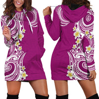 Aloha Polynesian Plumeria Flower Hoodie Dress Pink Color LT03 - Polynesian Pride