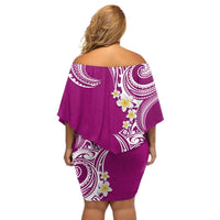 Aloha Polynesian Plumeria Flower Off Shoulder Short Dress Pink Color LT03 - Polynesian Pride