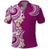 Aloha Polynesian Plumeria Flower Polo Shirt Pink Color