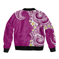 Aloha Polynesian Plumeria Flower Sleeve Zip Bomber Jacket Pink Color LT03 - Polynesian Pride