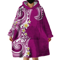 Aloha Polynesian Plumeria Flower Wearable Blanket Hoodie Pink Color LT03 - Polynesian Pride