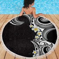 Aloha Polynesian Plumeria Flower Beach Blanket Black White Color LT03 - Polynesian Pride
