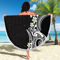 Aloha Polynesian Plumeria Flower Beach Blanket Black White Color LT03 - Polynesian Pride