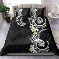 Aloha Polynesian Plumeria Flower Bedding Set Black White Color LT03 - Polynesian Pride