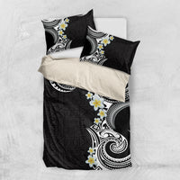Aloha Polynesian Plumeria Flower Bedding Set Black White Color LT03 US Twin 172cm x 218cm Black - Polynesian Pride