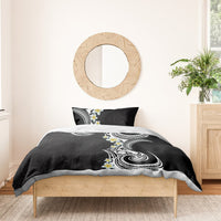 Aloha Polynesian Plumeria Flower Bedding Set Black White Color LT03 - Polynesian Pride