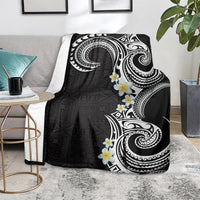 Aloha Polynesian Plumeria Flower Blanket Black White Color LT03 - Polynesian Pride