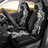 Aloha Polynesian Plumeria Flower Car Seat Cover Black White Color