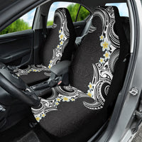 Aloha Polynesian Plumeria Flower Car Seat Cover Black White Color