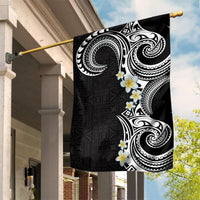 Aloha Polynesian Plumeria Flower Garden Flag Black White Color LT03 House Flag Black - Polynesian Pride