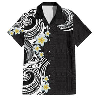 Aloha Polynesian Plumeria Flower Hawaiian Shirt Black White Color LT03 Black - Polynesian Pride