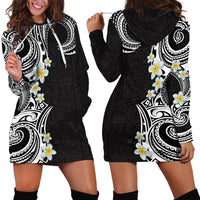 Aloha Polynesian Plumeria Flower Hoodie Dress Black White Color LT03 - Polynesian Pride