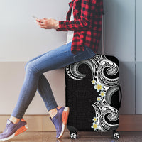 Aloha Polynesian Plumeria Flower Luggage Cover Black White Color