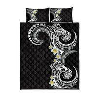 Aloha Polynesian Plumeria Flower Quilt Bed Set Black White Color LT03 - Polynesian Pride