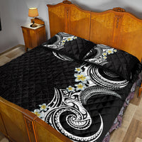 Aloha Polynesian Plumeria Flower Quilt Bed Set Black White Color LT03 - Polynesian Pride