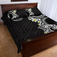 Aloha Polynesian Plumeria Flower Quilt Bed Set Black White Color LT03 - Polynesian Pride