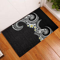 Aloha Polynesian Plumeria Flower Rubber Doormat Black White Color LT03 Black - Polynesian Pride