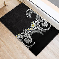 Aloha Polynesian Plumeria Flower Rubber Doormat Black White Color LT03 - Polynesian Pride