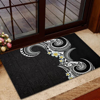 Aloha Polynesian Plumeria Flower Rubber Doormat Black White Color LT03 - Polynesian Pride