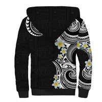 Aloha Polynesian Plumeria Flower Sherpa Hoodie Black White Color LT03 - Polynesian Pride